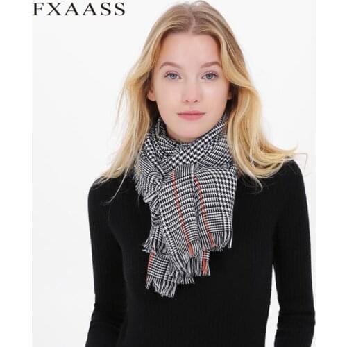 FXAASS New Autumn/Winter Scarf Shawl Fashion Plaid Women Large Scarf Luxury Plaid Tassel Cashmere Scarves Thicken Warm Wholesale