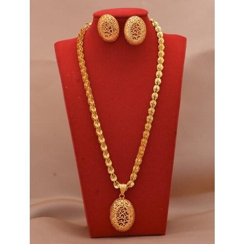 Dubai Jewelry sets 24K gold plated luxury African wedding gifts bridal bracelet necklace earrings ring jewellery set for women