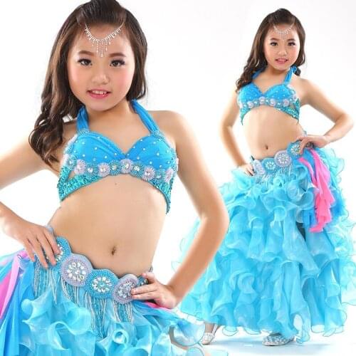 New Style Belly dance costume children gift clothes wear kids dance child bellydance indian dance 2pcs-3pcs Bra&Belt&Skirt