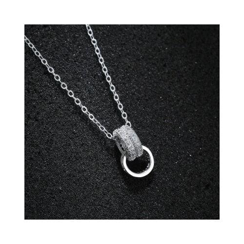 925 Sterling Silver Double Circle Pendants&Necklaces Pure Sterling Silver 925 Chain Necklace Jewelry Collar Colar de Plata