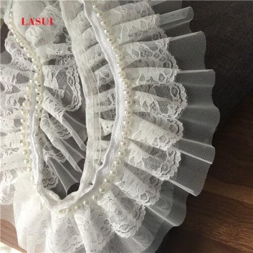 LASUI 3 yards =1 lot 9 cm High-quality hand-sewn beads lace trim hand-sewn beads lace accessories diy wedding dress 0184