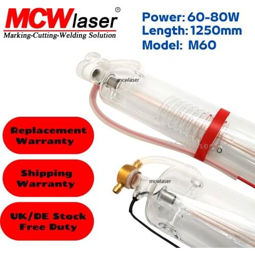MCWlaser 60W CO2 Laser Tube Dia. 55mm For CO2 Laser Engraving Cutting Machine Shipping From Europe & Duty free