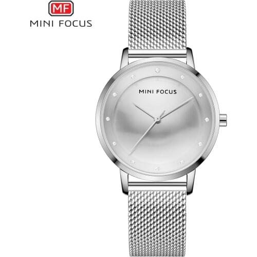 MINIFOCUS Luxury Fashion Women Creative Watch Rhinestones Lady Quartz Watches Waterproof Steel Mesh Band Wristwatch Girl Reloj