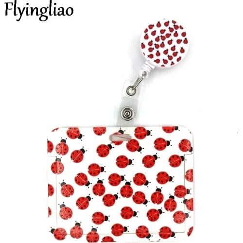 Ladybird Insect Fashion Women Card Holder Lanyard Colorful Retractable Badge Reel Nurse Doctor Student Exhibition ID Card Clips