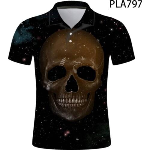 3D Printed Skull Summer Comics Fashion Streetwear Ropa De Hombre Short Sleeve Cool Men Camisas Ropa Cool Polo Homme