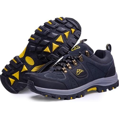 2021 Men Leather Mountain Hiking Shoe Outdoor Male Trekking Shoes Lightweight Sport Travel Sneakers Rubber Hiking Mens Boots