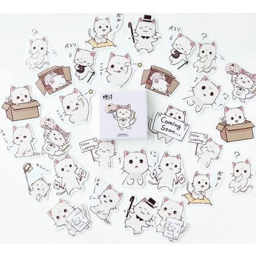 45Pcs/box Japanese Kawaii Cartoon Cat Sticker Scrapbooking Creative DIY Diary Journal Decorative Adhesive Label Cute Stationery
