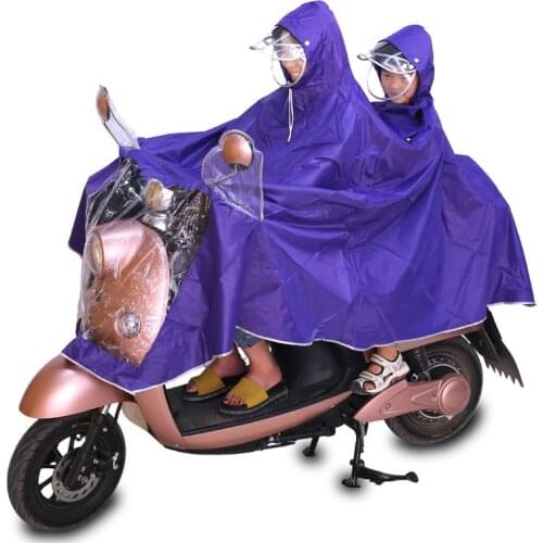 Rainfreem Men Women Impermeable Motorcycle Bicycle Rain Poncho Double Cap Caves Transparent Hood Rain Gear Double raincoat