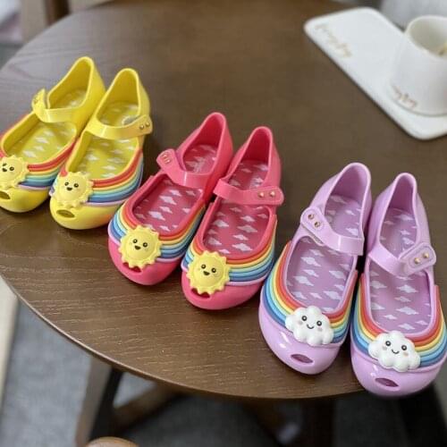 2021 Children new jelly shoes Princess Girl Rainbow Summer sandals Kids baby Cloudy Cute Candy Beach sandal Gift MN046