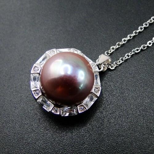 Newest 925 Sterling Silver Jewelry Fashion Designs Halo CZ Women Silver Necklace Natural Pearl Pendant