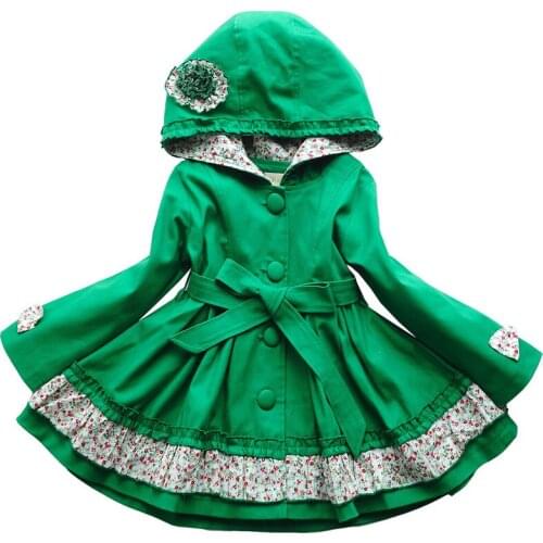 Autumn Coat Girls Coat with Waistband 2019 Brand Fille Floral Clothing Children Long Style Outwear for Baby 3-10y
