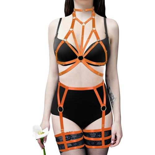 Harness For Women Bondage Hollow Bra Fetish Erotic Lingerie Set Sexy Restraint Neck Straps Exotic Costumes Suspender Belt