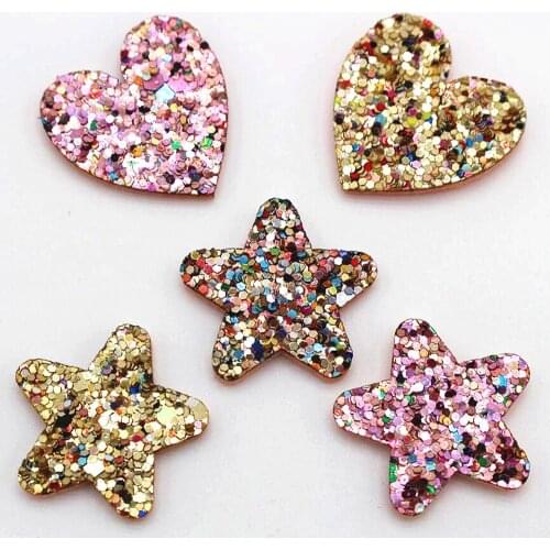 2.5x2.5cm10pcs heart /star colorful applique hairpins shine DIY headdress crafts accessories clothing shoes decoration mix