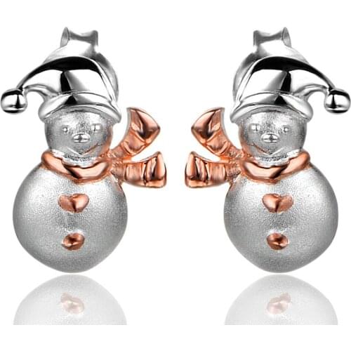 Dormith real 925 sterling silver earrings snowman stud earrings for women jewelry earrings