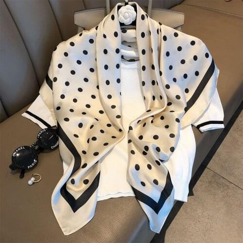 Luxury Fashion Silk Square Scarf For Women 90*90cm Neck Hair Tie Band Designer Soft Neckerchief Hijab Headscarf Female Foulard