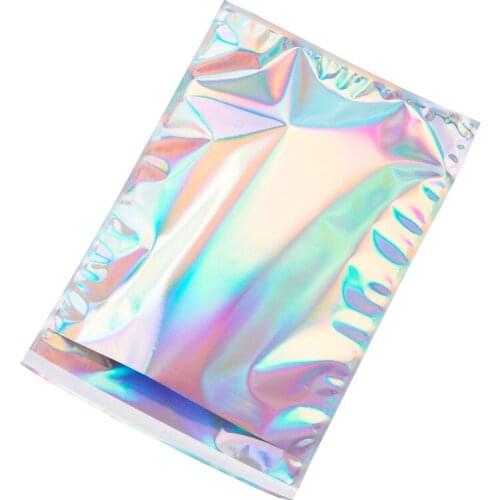 200pcs/lot Laser Color Aluminum Foil Self Adhesive Retail Bag Mylar Foil Packing bags for Grocery Crafts Packaging express bag