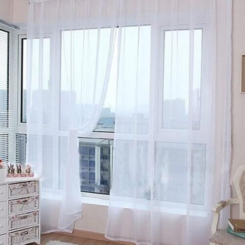 100*200cm Cheap Modern Window Curtain Home White Tulle Curtains for Living Room Bedroom Bathroom Polyester Window Screen