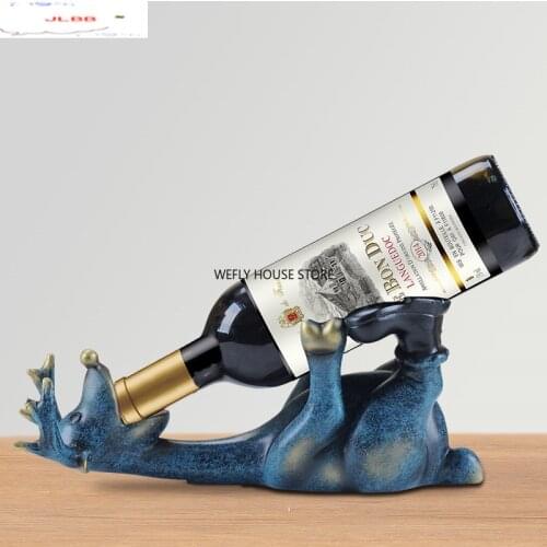 Wine Rack Resin Deer Storage Ornaments Home Creative Wine Bottle Rack Holder Blue Brown Deer Decoration Desktop Display Stand