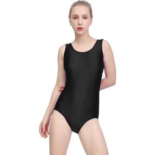 AOYLISEY Women Black Tank Ballet Dance Leotards Scoop neck Gymnastics Leotard Bodysuits Romper Skinny Workout Stage Costumes