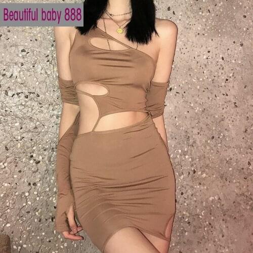 Meqeiss Hollow tight-fitting halter strap dress women 2021summer wild street wear strap sexy night party dress mini dress Female