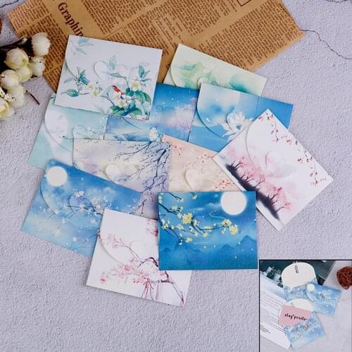 10pcs Paper Postcards Card Scrapbooking Cute Chinese Vintage Style Flowers Paper Envelope For Letter Creative Stationery