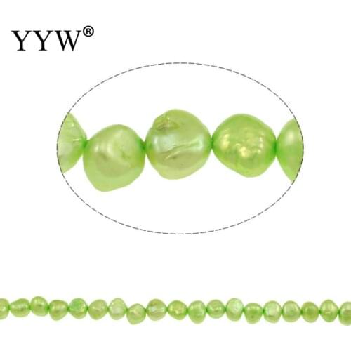 14.3Inch Fashion Light Green 5-6mm Loose Beads Natural Pearl Baroque Cultured Freshwater Pearl Beads for Jewelry Making DIY