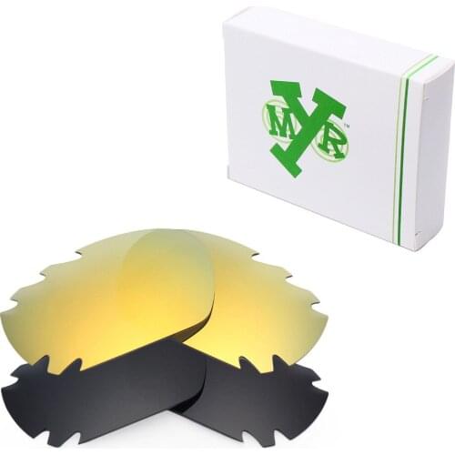 2 Pairs Mryok POLARIZED Replacement Lenses for Oakley Jawbone Vented Sunglasses Stealth Black & 24K Gold