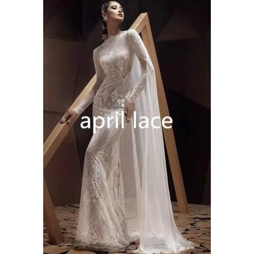 2019 stock mxx13 5yards best quality sequin offwhite french tulle lace fabric for sawing bridal wedding dress/evening dress