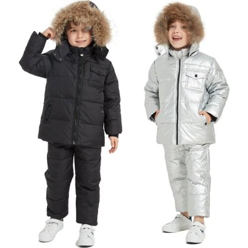 2020 Winter Coats and Outerwear Baby Boy Girl Clothing Set Faux Fur Decoration Parkas Two Pieces Down Jacket Hooded Clothing