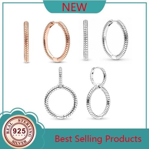 2021 New 925 Silver Moments Double Ring PAN String Earrings Suitable For Womens Wedding Holiday Gifts Diy Charm Jewelry