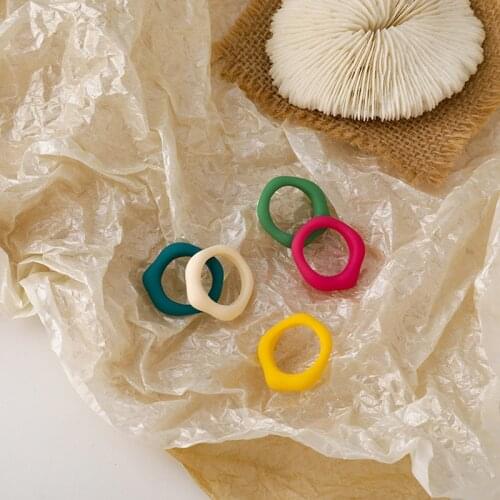 2021 New Colourful Transparent Resin Acrylic Geometric Polygon Rings Women Jewelry Travel Gifts Vintage Ring Finger Ring Jewelry