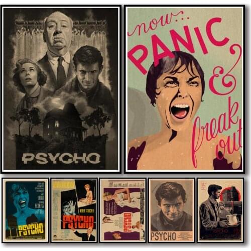 31 Designs Hitchcock Movie Psycho Kraftpaper Poster Artwork Homedecal Fancy Wall Sticker for Coffee House Bar