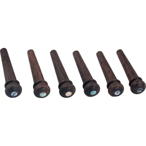 6 Pcs Rosewood Guitar Bridge String Pins Pegs with Inlay Dot for Acoustic Guitar
