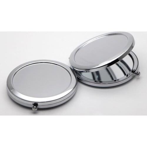 70mm Pocket Mirror High Quality No Scratch or Marks Makeup Mirror Round Silver Compact Mirror Case #18413-1 100X/lot