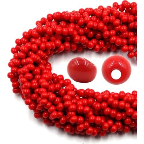 95pcs Crystal Round Beads Red With Partial Hole 6MM Craft Bead Glass For Jewelry Making Fit Women Bracelets & Bangle DIY Jewelry