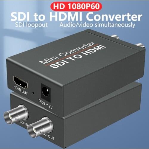 SDI to HDMI Converter with SDI Loop Out 1080P60hz SD/HD/3G SDI Audio Video Converter for Camera Projector SDI DVR