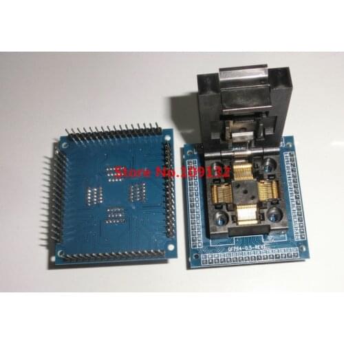 Free shipping QFP64 TQFP64 LQFP64 socket adapter IC test socket burning 0.5m programmer QFP64 seat