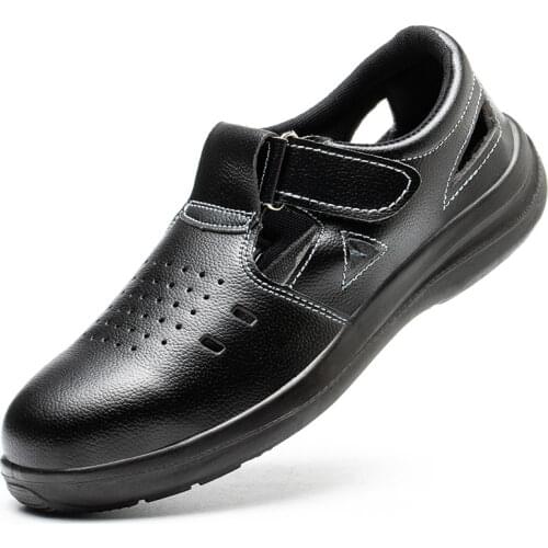 Mens casual breathable steel toe caps working safety shoes soft leather security sandals worker summer shoe safe boots protect