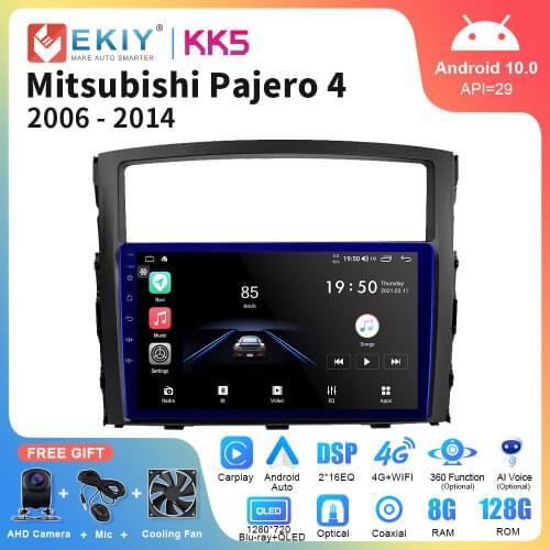 EKIY 1280*720 QLED Smart Car Radio Android 10 Car Radio For Mitsubishi Pajero 2006-2014 Multimedia Navigation GPS No 2 DIN DVD