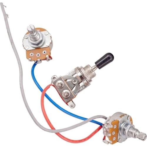 Electric Guitar Wiring Harness Prewired Kit 3 Way Toggle Switch 1 Volume 500K Pots