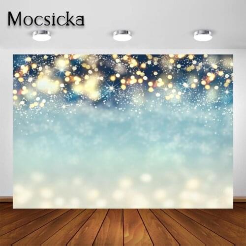 Mocsicka Christmas Snowflake Photography Backdrops Winter Wonderland Party Glitter Bokeh Background for Photo Studio Photocall