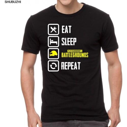 Players unknown battlegrounds pubg eat sleep repeat gamer playersunknown t-shirt Harajuku Tops t shirt Fashion Classic Unique
