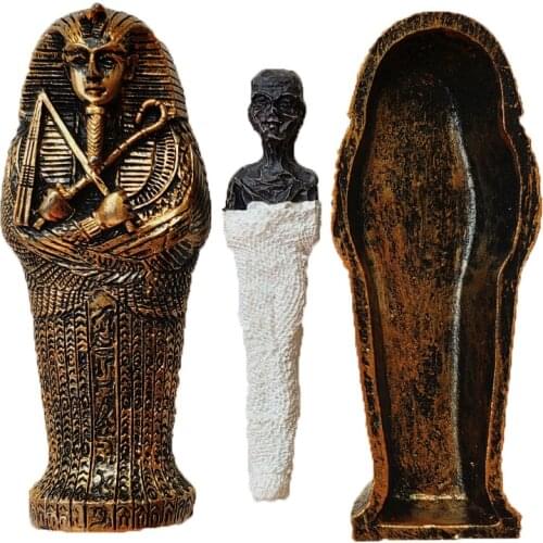 [HHT] Cheap Sand Set Ancient Egyptian Pharaoh Queen Mummy Dead Corpse Coffin Khufu Pyramid Prop Skull Resin Crafts Miniatures