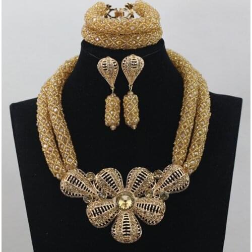 Classic Women New Crystal Wedding Party African Beads Negerican Wedding Jewelry Sets Costumes Free Shipping WD197
