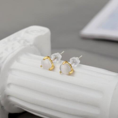 Minimalist Opal Earrings For Women Cats Eye Stones Charms Korean Cute Bead Earring Wedding Bridal Jewelry Gift To Girlfriend