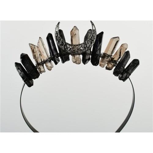 Trend Chakra Crystal Quartz Hairband Moon Brown Westen Bride Hair Pin Handmade Energy Gems Healing Fairy Girl Woman Jewelry Gift