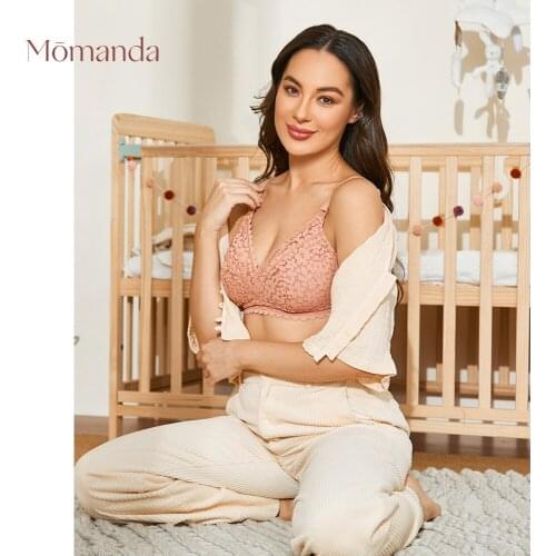 MOMANDA Womens Lace Wireless Maternity Nursing Bras Hands Free Breast Pumping Bra All in One