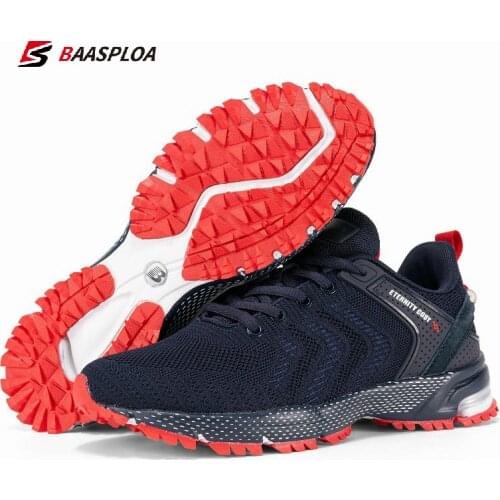 Baasploa Men non-slip shock absorption Sneakers breathable outdoor knit training sport shoes comfortable casual running shoes