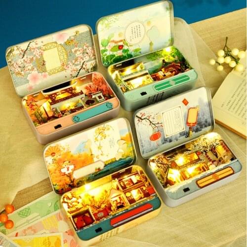Box Theatre Dollhouse KIt Miniature house Toy Furniture DIY Miniature Doll House LED Light Toys for Children Birthday Gift TH5