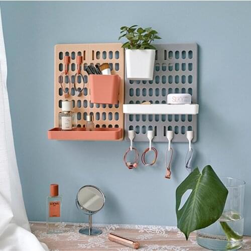 Hole Board Wall Shelf Room Decor Hooks Desk Organizer Make Up Organizers Home Decoration Accessories Storage Rack Organization